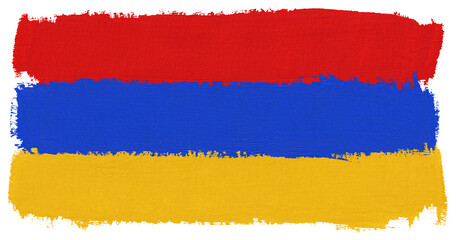 Flag of Armenia paint brush stroke texture isolated on transparent background