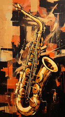 Naklejka premium saxofone em arte musical 