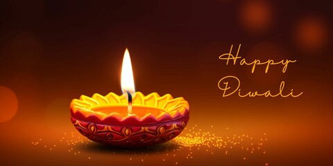 Shubh deepavali Decorative happy Diwali banner with diya Diwali celebration illustration Festival background wishes greeting card 