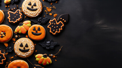 Cookies homemade for Halloween. Festive food concept. Background