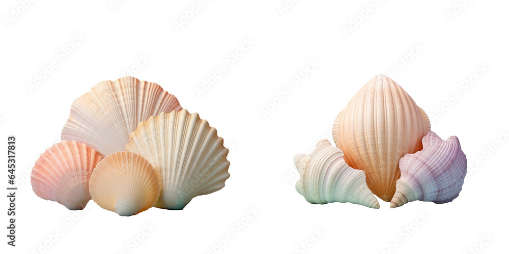 Poster three shells in the ocean on a transparent background