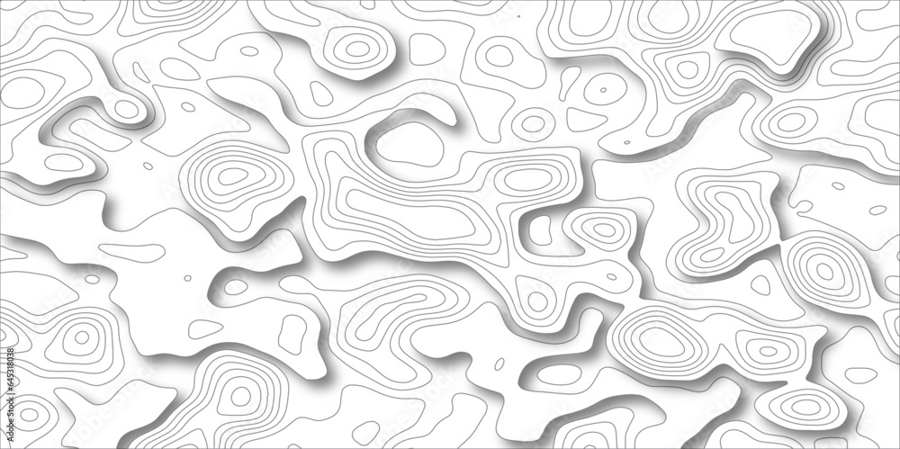 Poster Topographic map. Geographic mountain relief. Abstract lines background paper texture Imitation of a geographical map shades .Topographic contour lines vector map seamless pattern vector illustration.