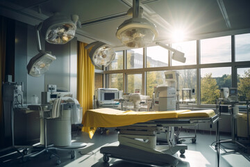 Photo of a hospital room with medical equipment