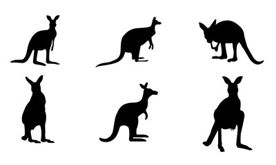 silhouettes set of kangaroo