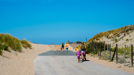 People going to the beach in the Netherlands