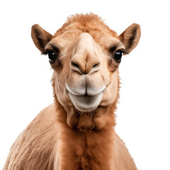 portrait of camel look on white background.
