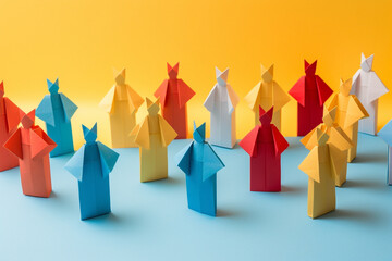 Leadership leader fly design business teamwork success background origami creative concept group paper