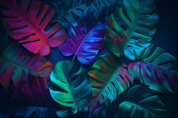 Colorful leaves against a dark backdrop