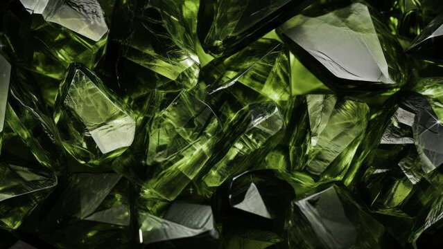 Abstract 4K green diamond crystal clear background