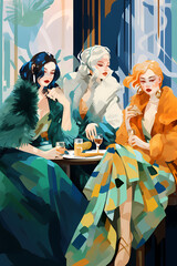 Portrait of fashioned girls Generative AI