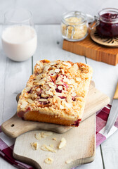 Cherry pie on a wooden cutting board. Homemade cherry pie. wooden background.
