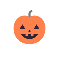 Halloween pumpkin kids carved autumn vegetable character with smile icon vector flat illustration