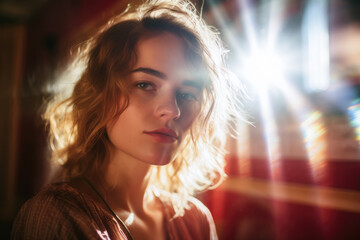 Portrait of a young woman in a night scene