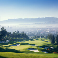 Photos of golf courses The most beautiful things in the world Where there is lush grass, there is green. back atmosphere.