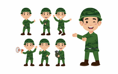 Set of soldier with different poses