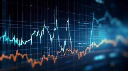 Graph of the stock market and trading activity.