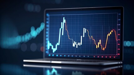 Graph of the stock market and trading activity.
