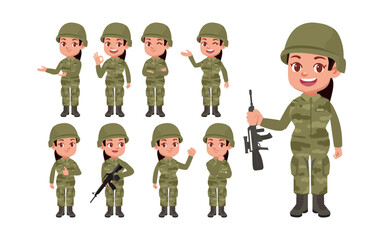 Set of soldier with different poses