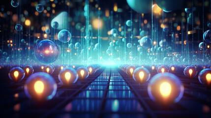 Fototapeta premium Futuristic background with neon lights. Sci-fi landscape with neon lights. Futuristic portal to the future.