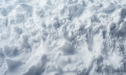 Obraz premium Winter snow. Snow texture Top view of the snow. Texture for design. Snowy white texture. Snowflakes. Natural white fresh snow top view with footh steps