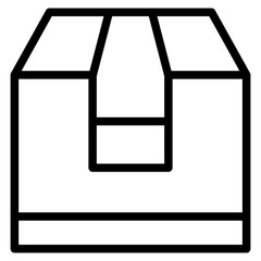 Box icon. Empty open shipping box or unboxing line art