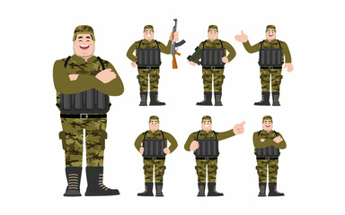 Set of soldier with different poses