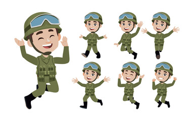 Set of soldier with different poses