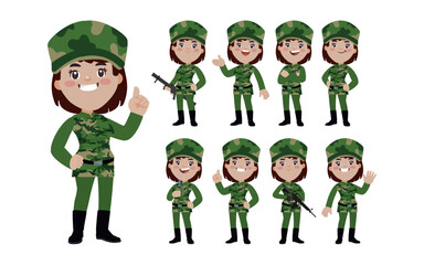 Set of soldier with different poses