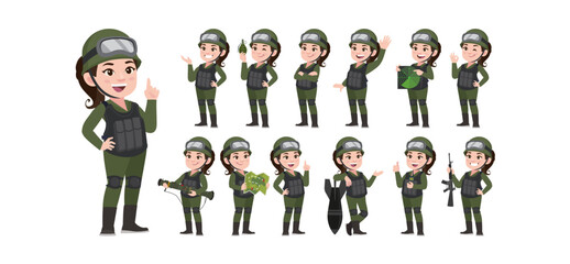 Set of soldier with different poses
