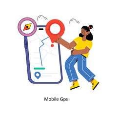 Mobile Gps Flat Style Design Vector illustration. Stock illustration