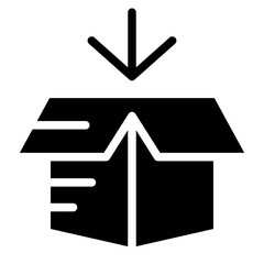 Box icon. Empty open shipping box or unboxing line art