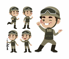 Set of soldier with different poses