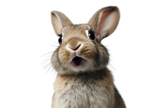 Adorable rabbit with twitching nose isolated on a transparacy background