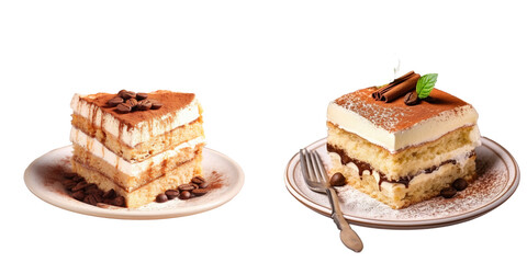 Italian dessert made with ladyfingers soaked in coffee and layered with a mascarpone cream transparent background