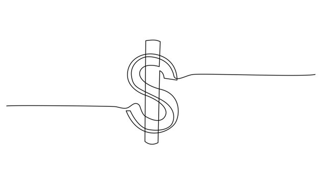 recommend clip art: continuos lineart drawing shape money dollar for business growth currency stock and investment economy. vector ilustration