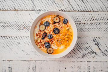 Yogurt bowl with granola and blueberry