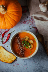 autumn Mushroom soup puree with pumpkin