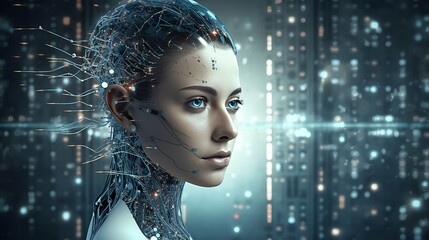 humanoid robot, digital illustration, AI