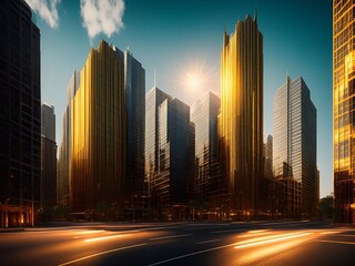 gold city, gold building, future city Cinematic Daylight generative ai illustration art