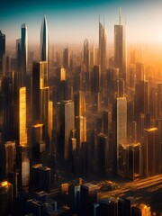 gold city, gold building, future city Cinematic Daylight generative ai illustration art