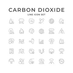 Set line icons of carbon dioxide