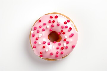 Sweet temptation. Colorful glazed donut delight on white background isolated. Dive into deliciousness. Tempting glazed doughnut closeup