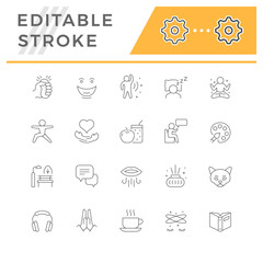 Set line icons of stress relieve