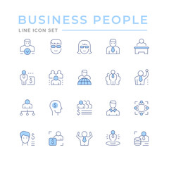 Set color line icons of business people