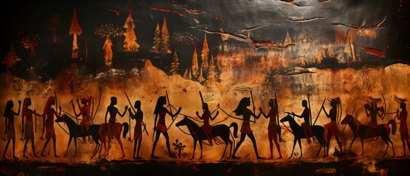 Ancient cave paintings, egypt style.
