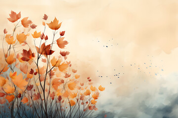 autumn leaves background with copy space