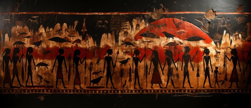 Ancient cave paintings, egypt style.