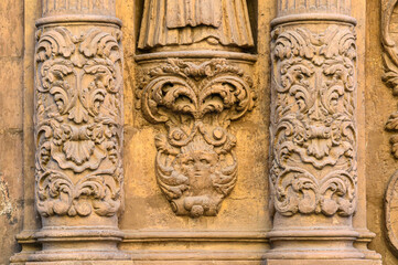 Architectural feature in the facade of the Church of Mercy in Murcia, Spain
