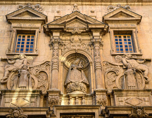 Architectural feature in the facade of the Church of Mercy in Murcia, Spain