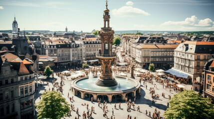 Bustling Urban Environment Teeming with Pedestrians Making their Way through the Busy Streets where Traffic creates a Captivating Play of M Movement Generative AI Digital Art Wallpaper Background